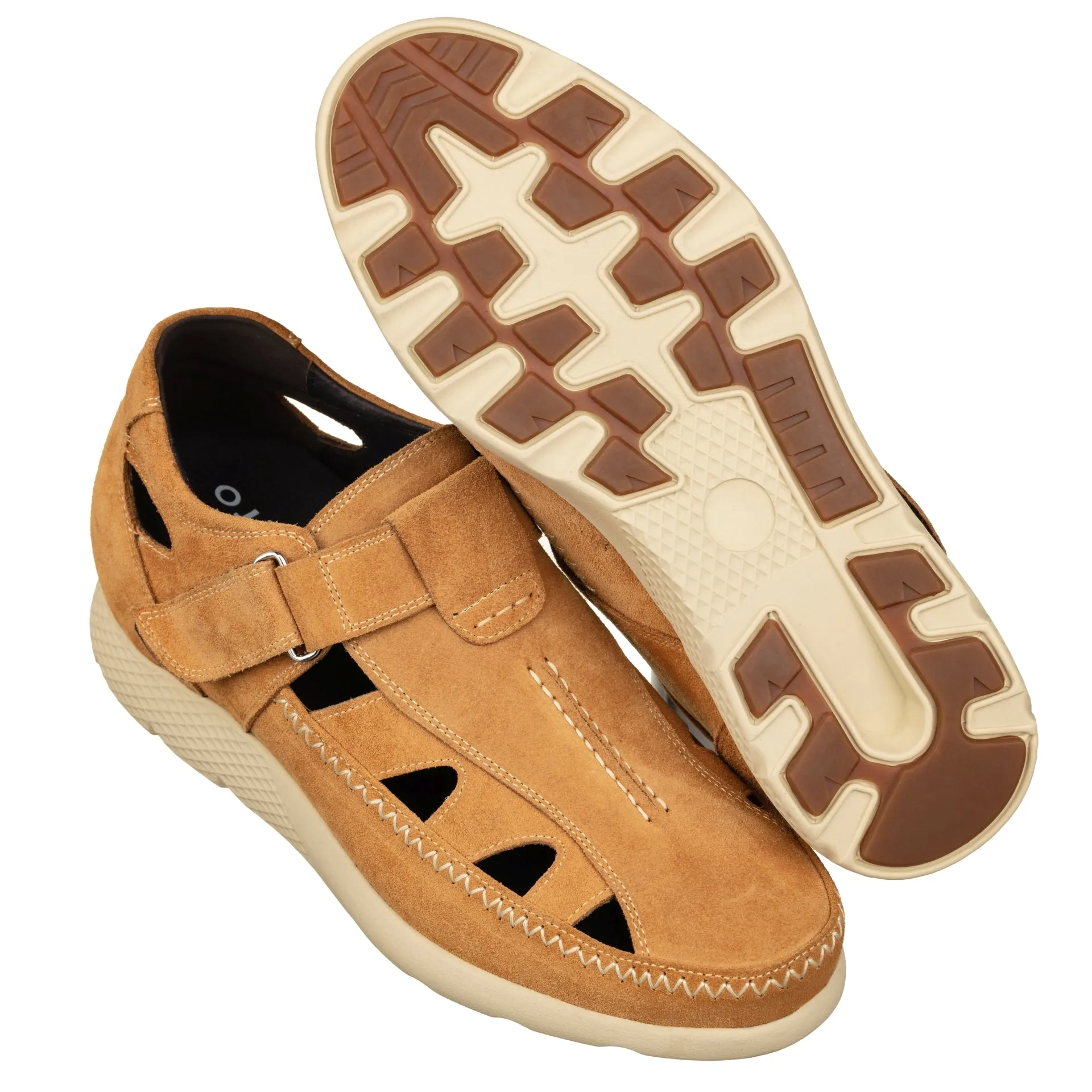 CALTO - K2134 - 2.6 Inches Taller (Khaki) - Fisherman Sandal