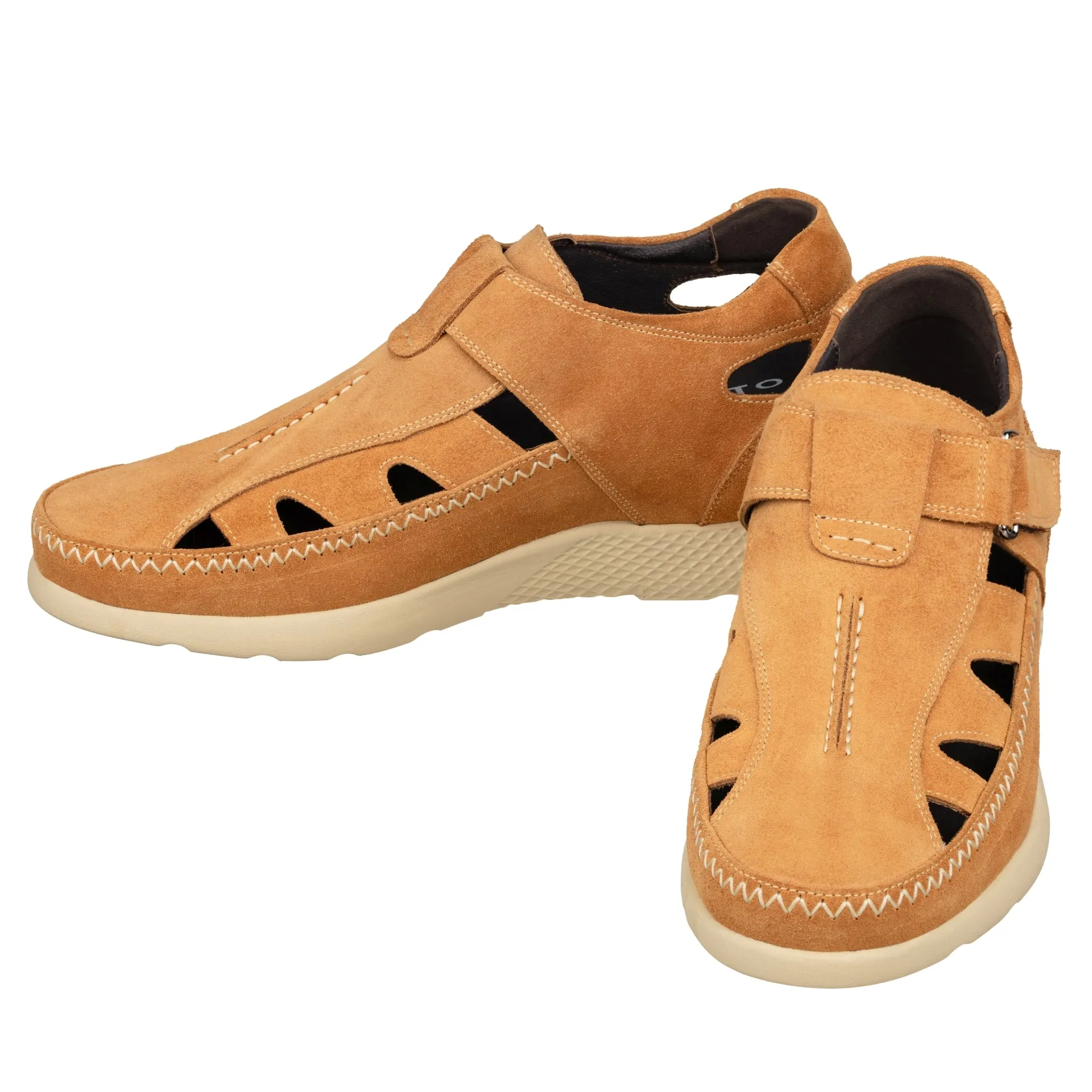 CALTO - K2134 - 2.6 Inches Taller (Khaki) - Fisherman Sandal