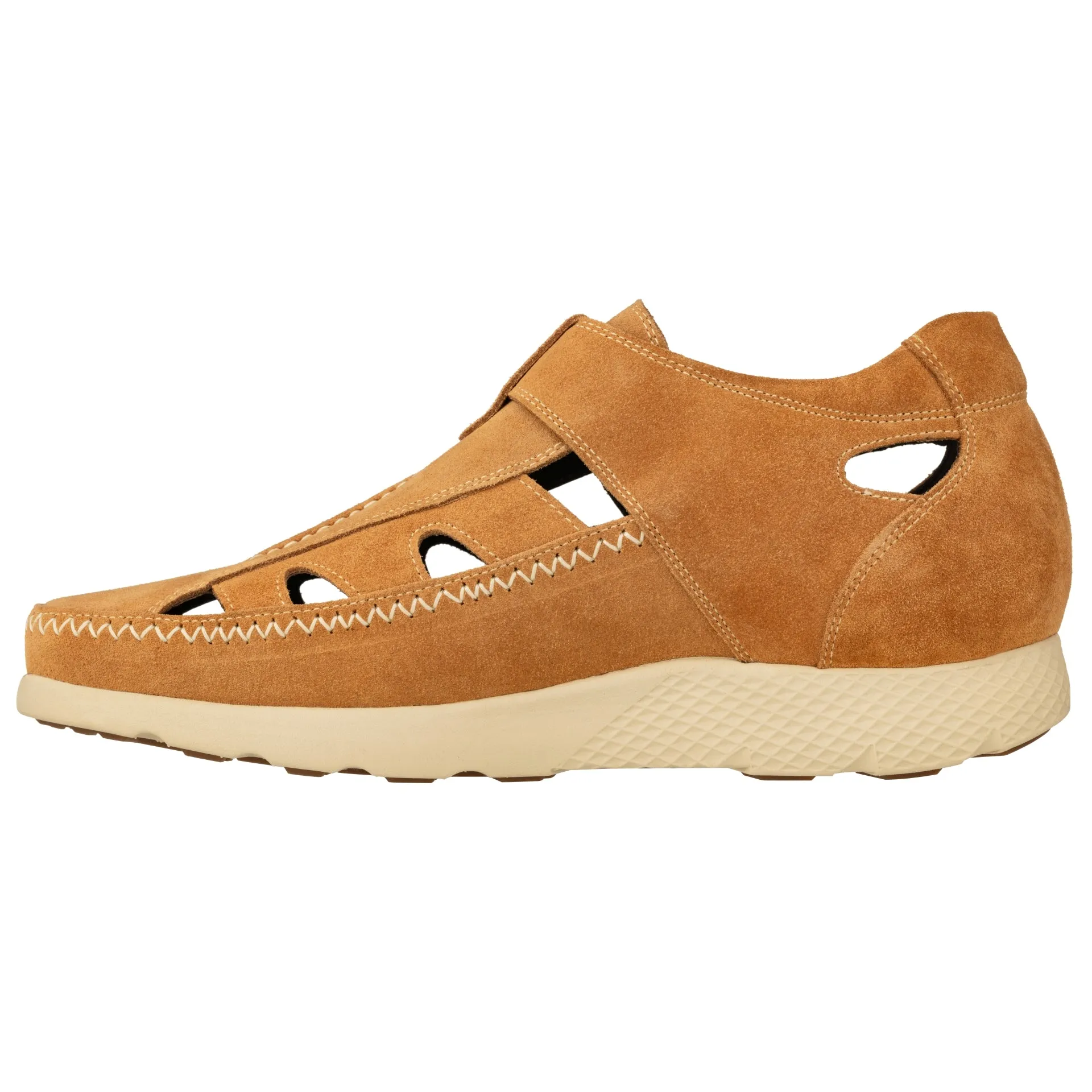 CALTO - K2134 - 2.6 Inches Taller (Khaki) - Fisherman Sandal