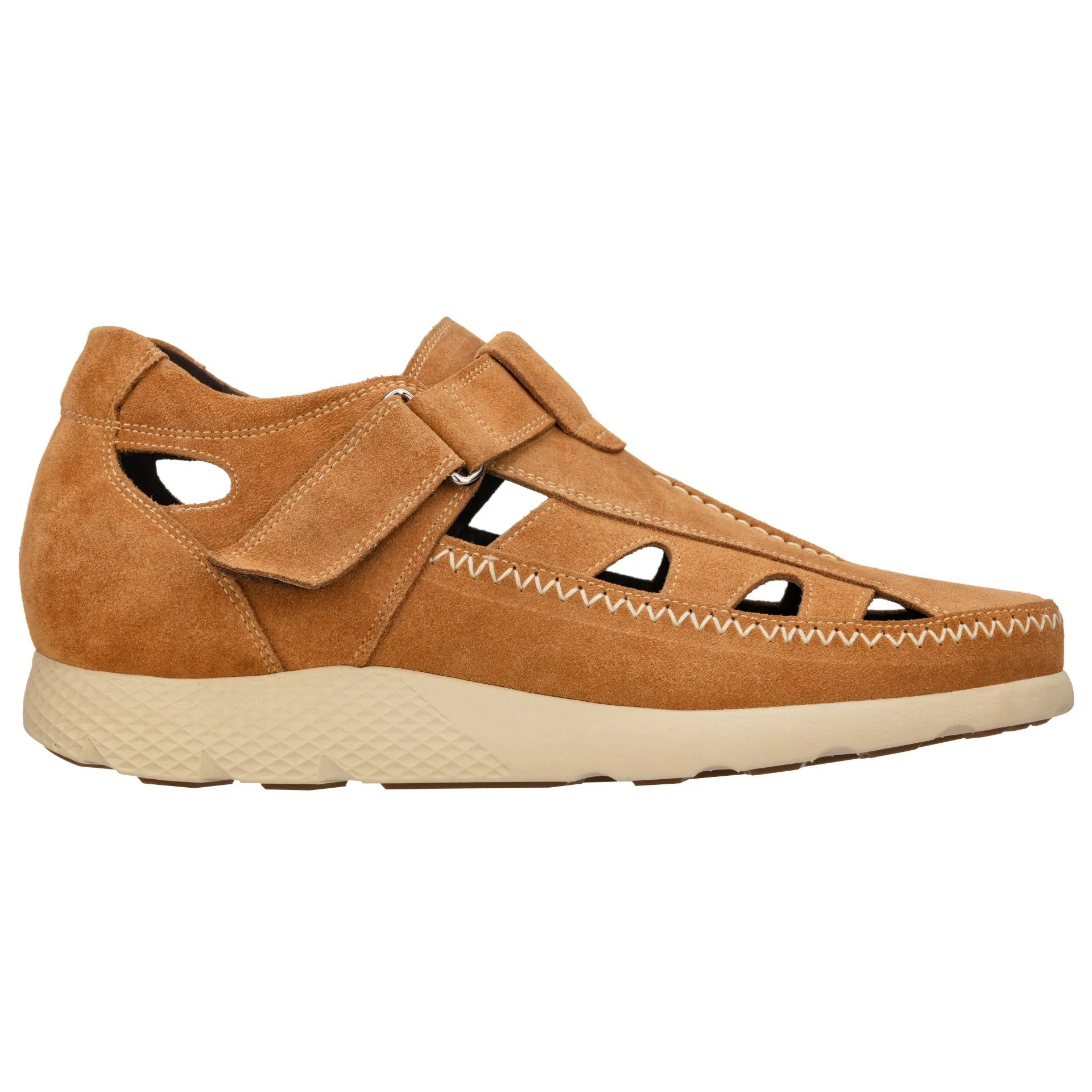 CALTO - K2134 - 2.6 Inches Taller (Khaki) - Fisherman Sandal