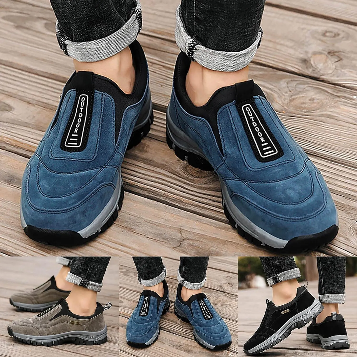 Cathalem Hiking Shoes for Men Comfortable Waterproof Breathable Orthopedic Walking Hiking Shoes Walking Orthopedic Shoes