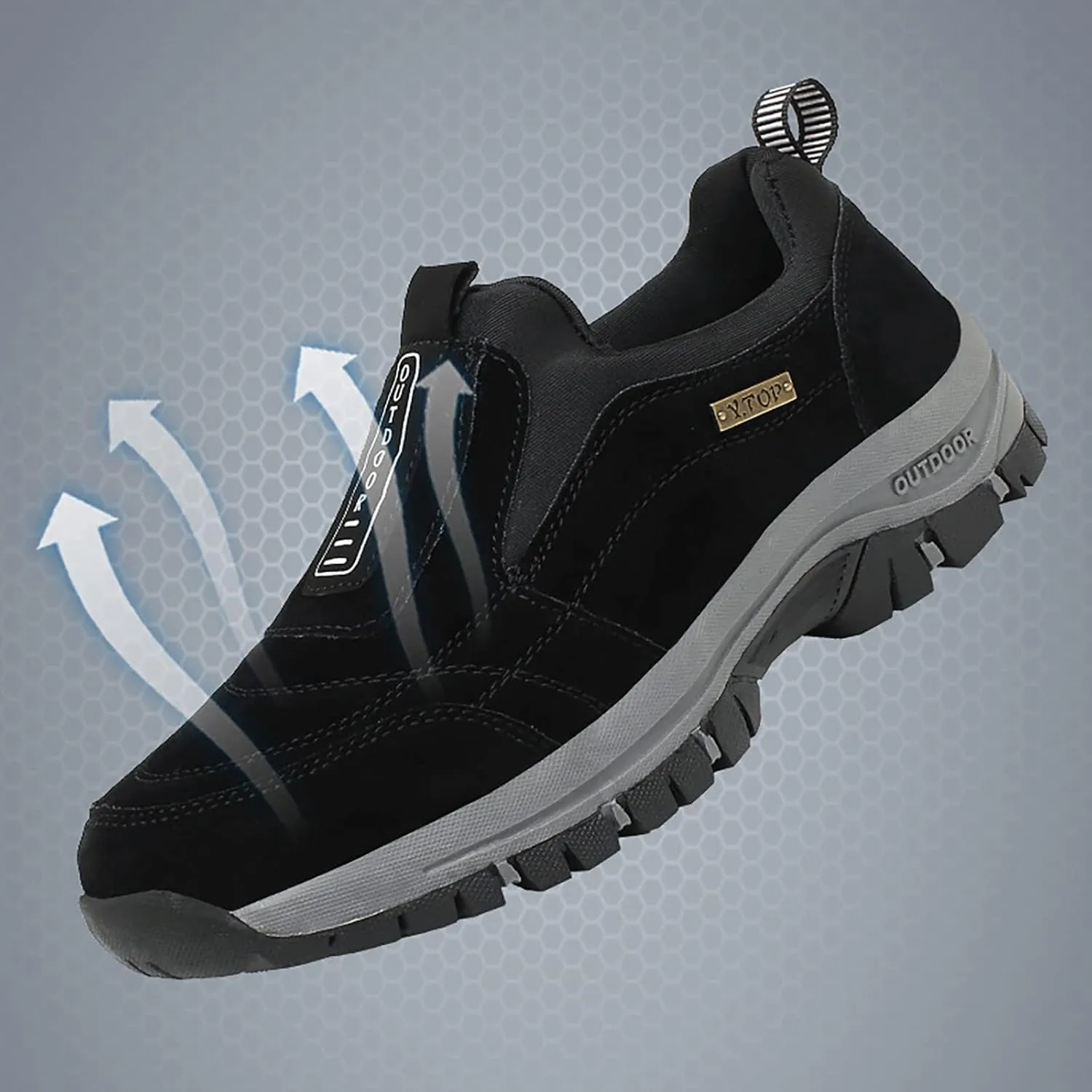 Cathalem Hiking Shoes for Men Comfortable Waterproof Breathable Orthopedic Walking Hiking Shoes Walking Orthopedic Shoes