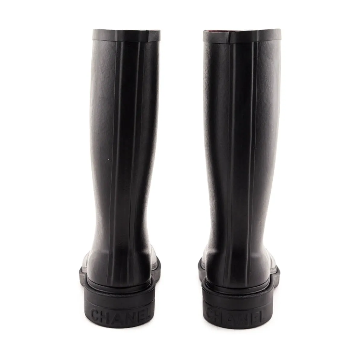 Chanel Black Rubber CC Rain Boot Size US 6 | EU 36