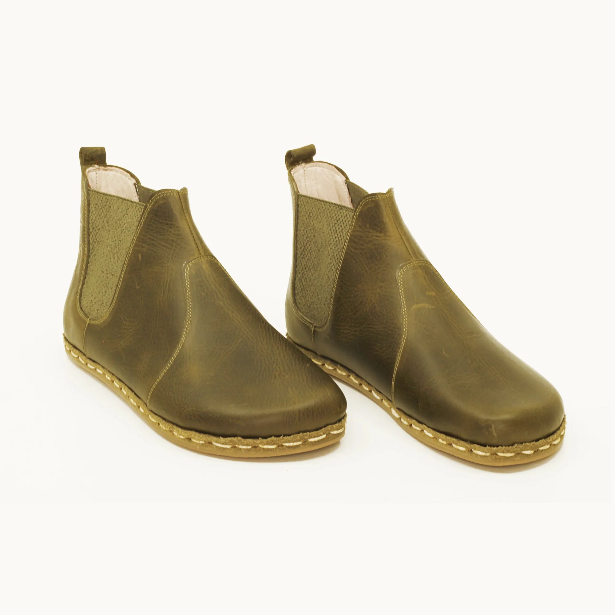 Chelsea Barefoot Boots Military Green Handmade Men's