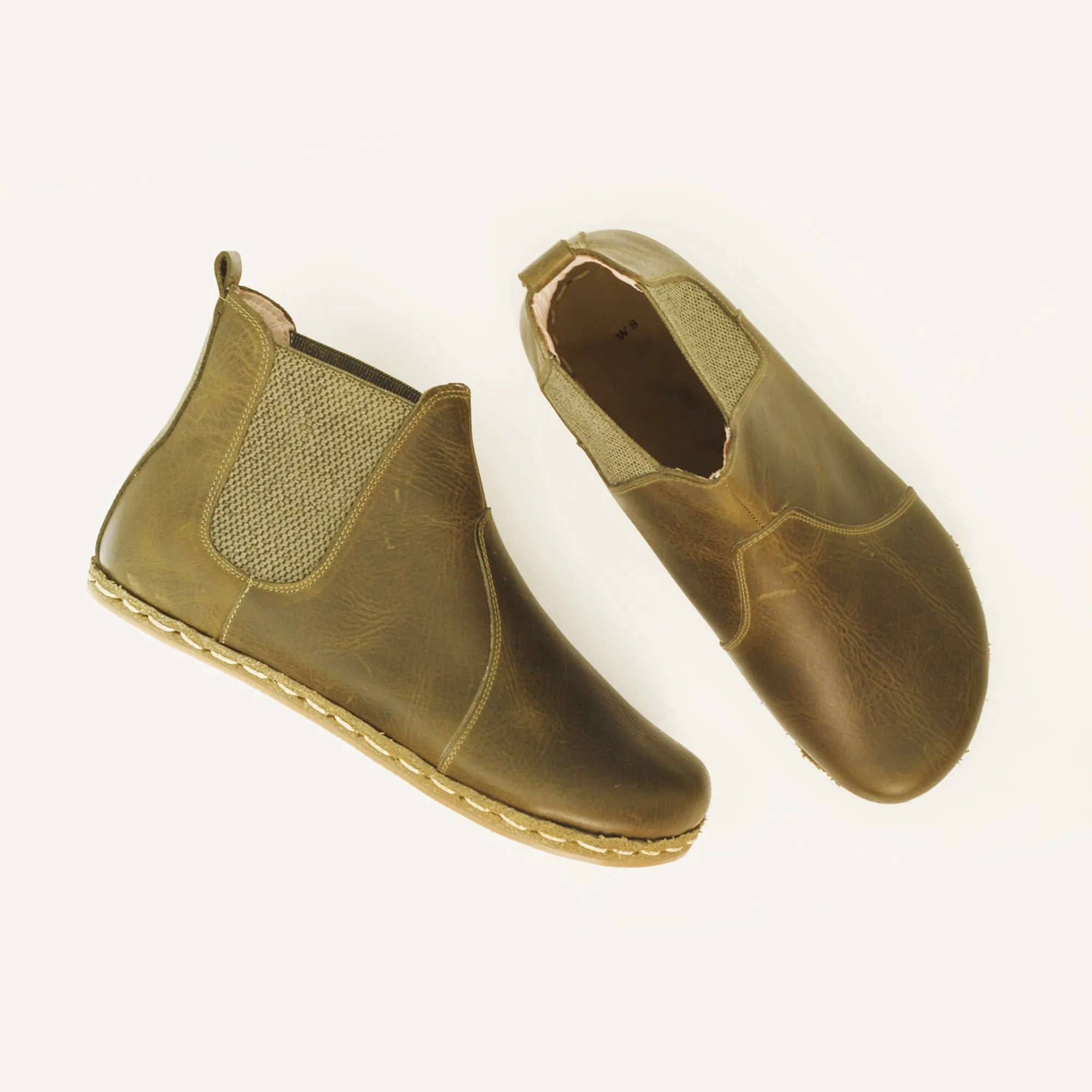 Chelsea Barefoot Boots Military Green Handmade Men's