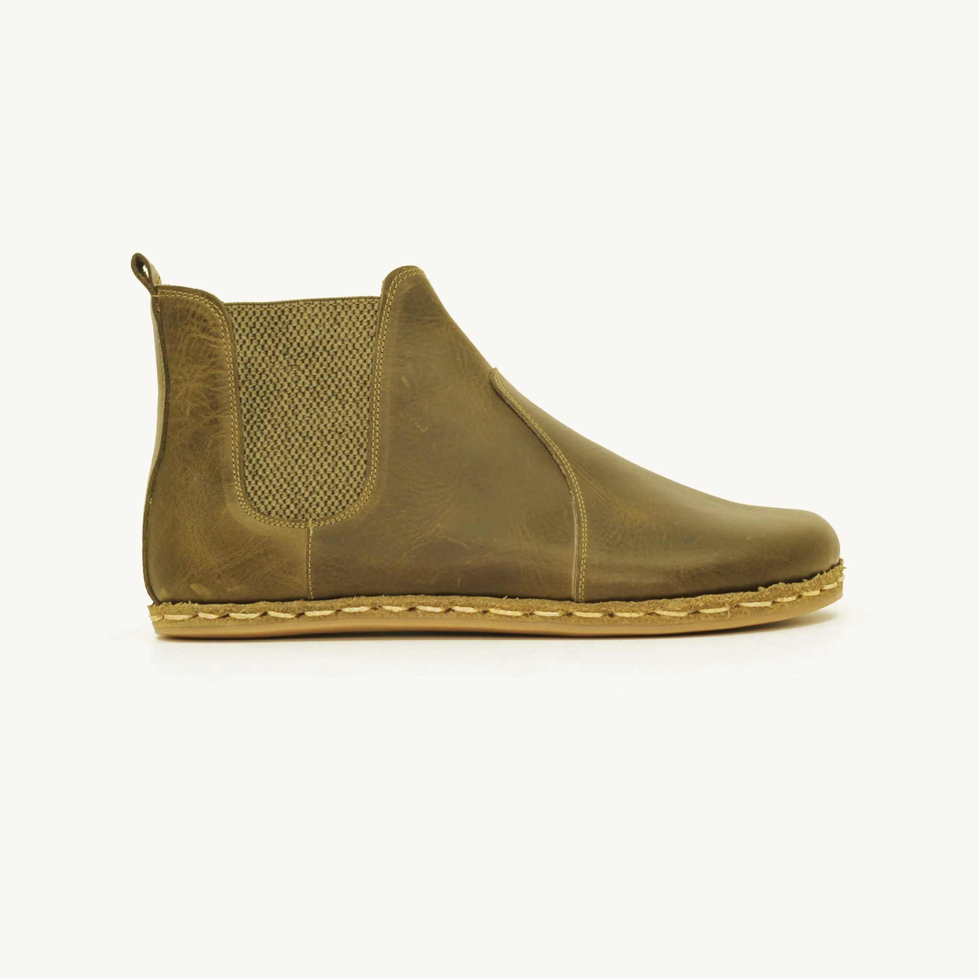 Chelsea Barefoot Boots Military Green Handmade Men's