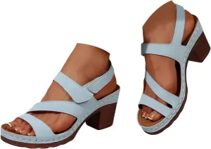 Chunky Heels for Women, Womens Orthopedic Platform Wedge Sandals Dressy Summer Comfortable High Block Heels Ankle Strap Strappy Sandals Dress Shoes for Party Wedding Working