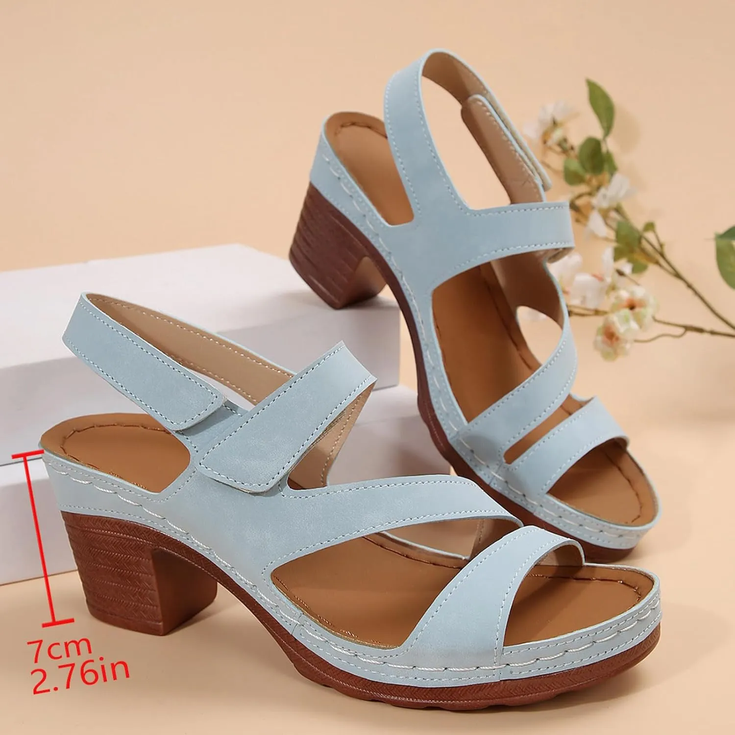 Chunky Heels for Women, Womens Orthopedic Platform Wedge Sandals Dressy Summer Comfortable High Block Heels Ankle Strap Strappy Sandals Dress Shoes for Party Wedding Working