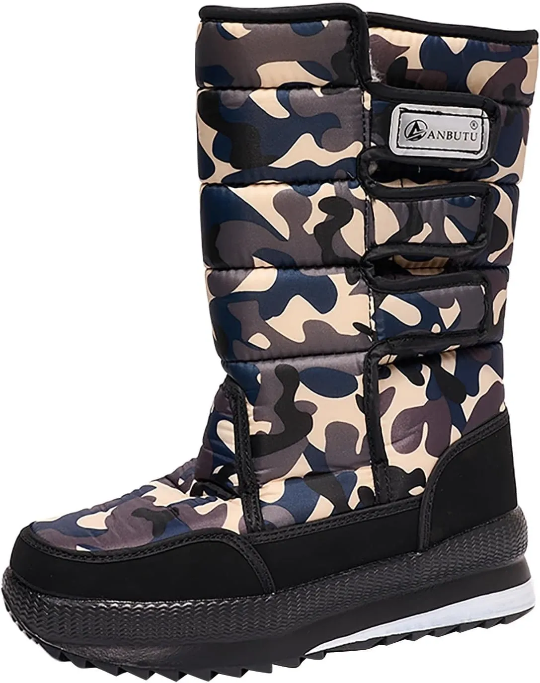 Cold Proof Mid Calf Snow Boots for Men Water Proof Thick Bottom Insulated Winter Boots Fleece Lined Skiing Boots Men