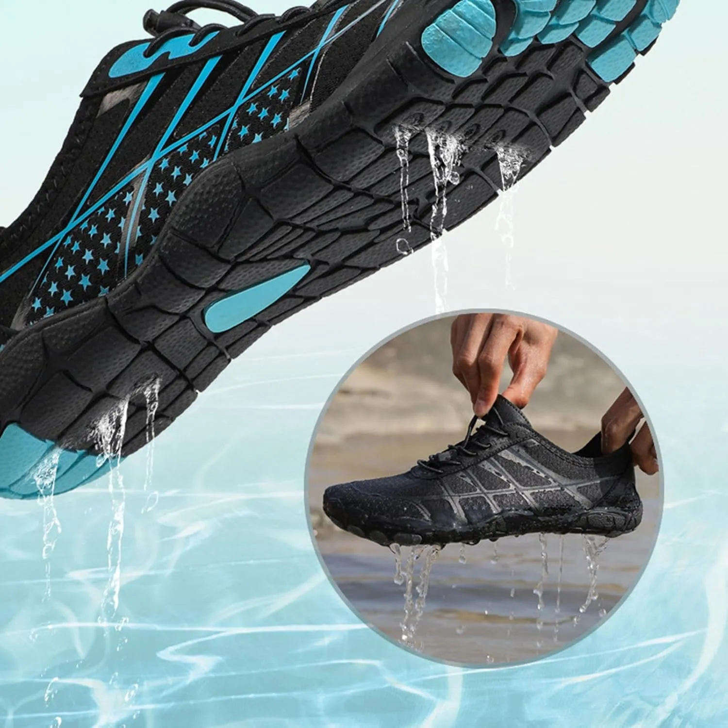 Comfortable Water Shoes for Women Men Quick Drying,Sports Wide Toe Hiking Barefoot Water Shoes, Outdoor Waders with Drainage