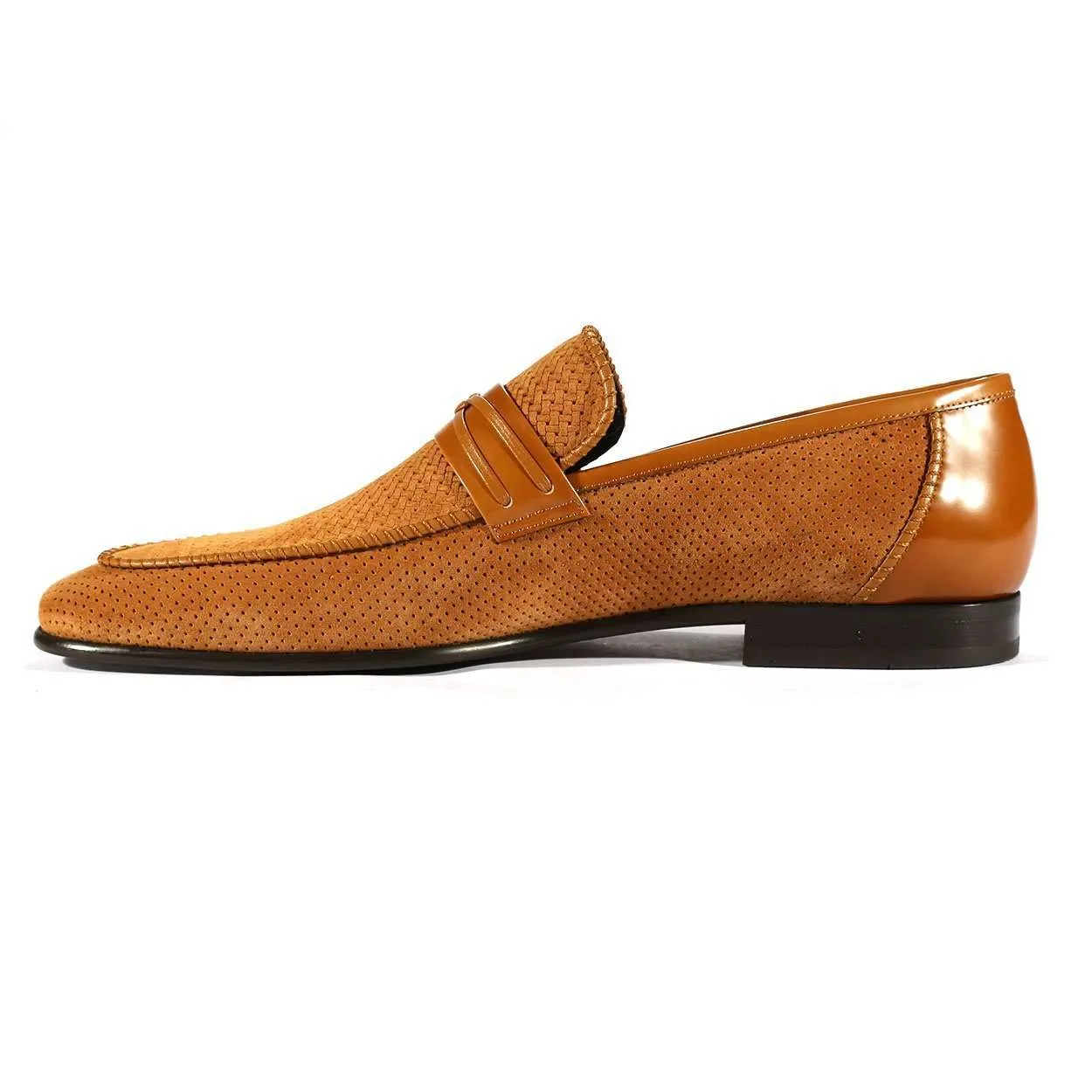 Corrente C132-3417HS Men's Designer Shoes Tobacco Suede Leather Loafers (CRT1000)