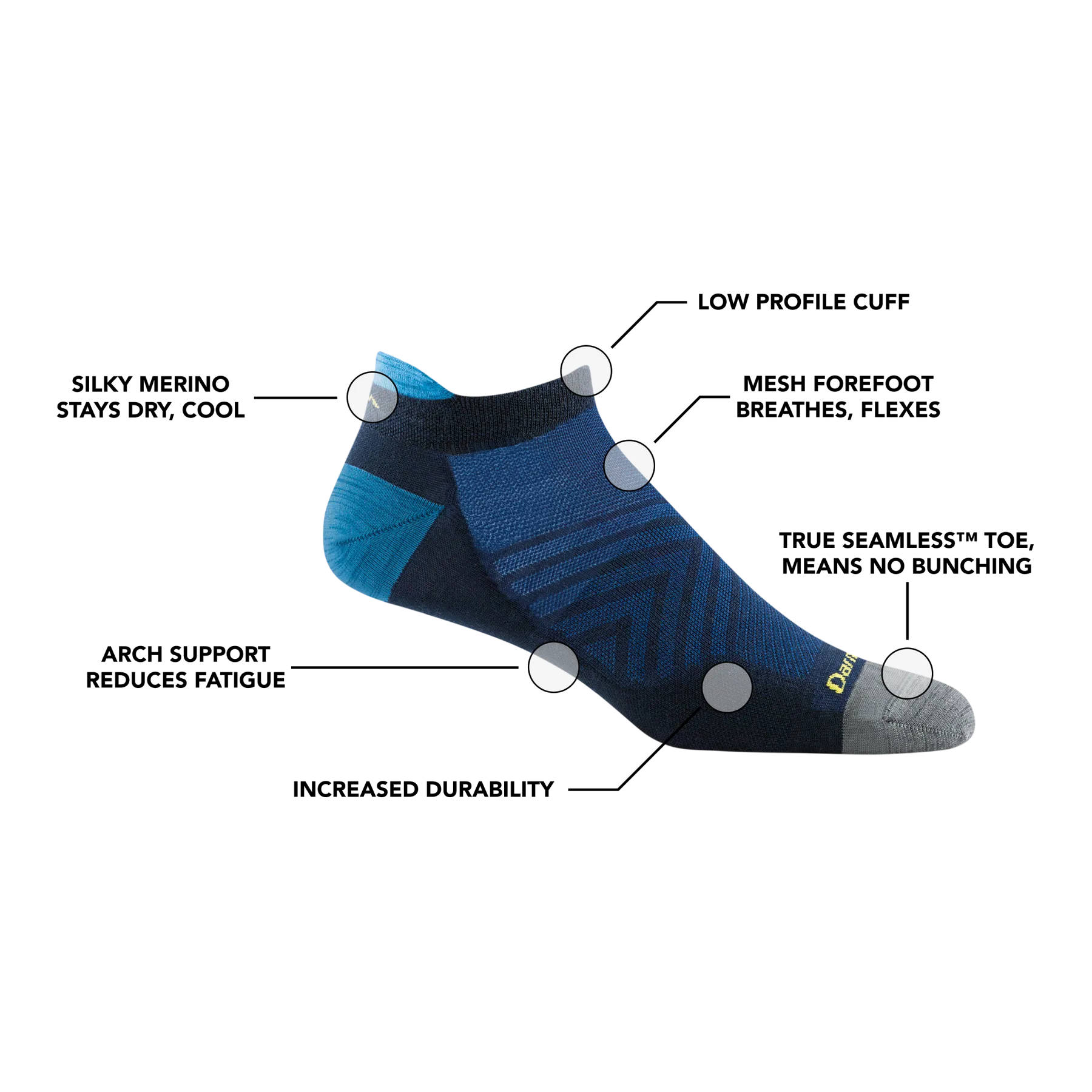 Darn Tough Men's No Show Lightweight Running Socks