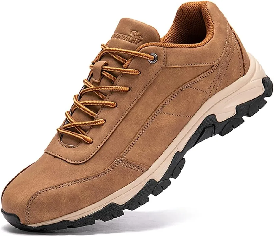 DESESE Men's Waterproof Hiking Shoes Non-Slip Breathable Lightweight Sneakers for Outdoor Trekking Walking Casual Leather Running Shoes