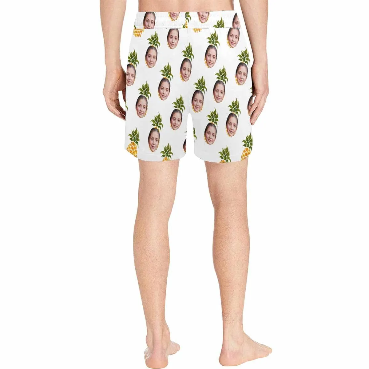 Design Your Own Swim Trunks with Custom Face Pineapple Men's Quick Dry Swim Shorts for Vacation