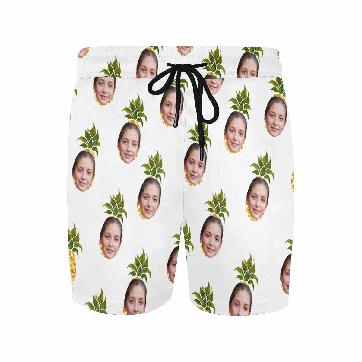 Design Your Own Swim Trunks with Custom Face Pineapple Men's Quick Dry Swim Shorts for Vacation
