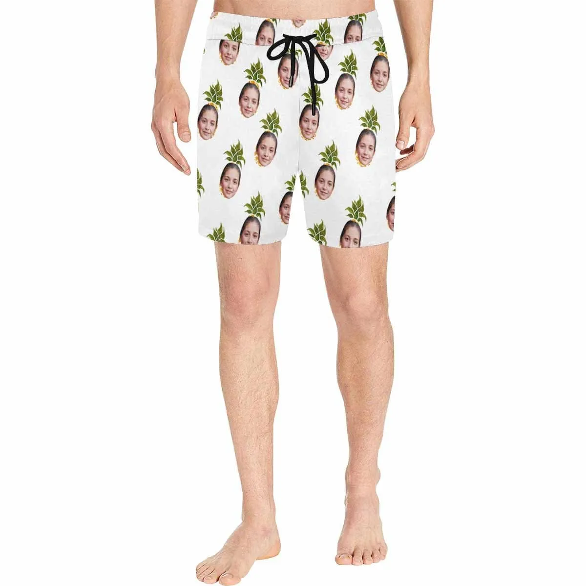 Design Your Own Swim Trunks with Custom Face Pineapple Men's Quick Dry Swim Shorts for Vacation