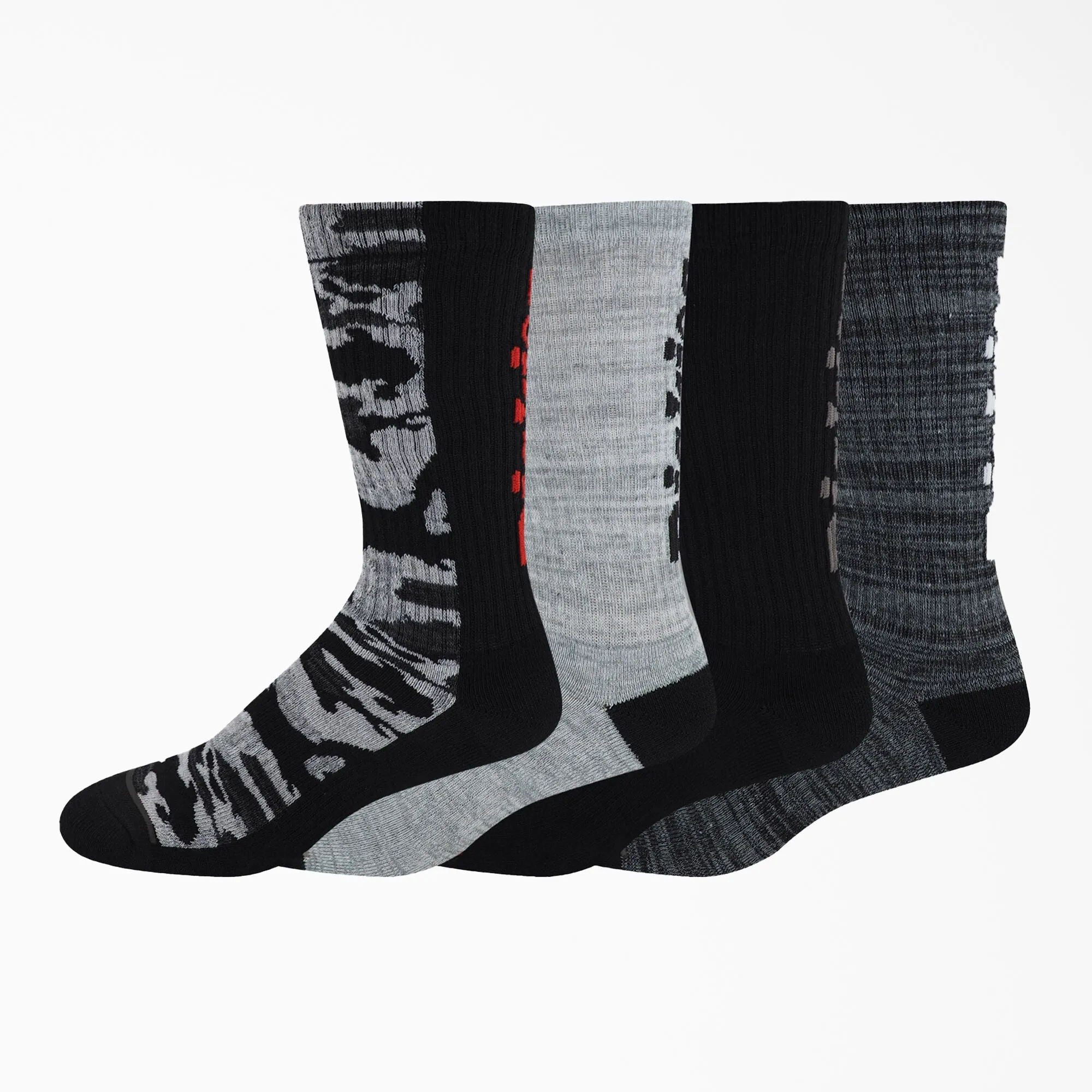 Dickies Logo Crew Socks -  Black Gray Marled