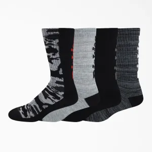 Dickies Logo Crew Socks -  Black Gray Marled