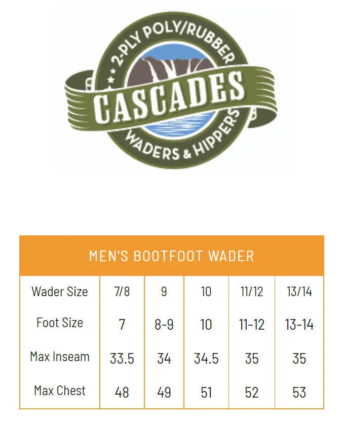 Frogg Toggs Mens Green Cascades 2-Ply Poly/Rubber Cleated Bootfoot Chest Waders