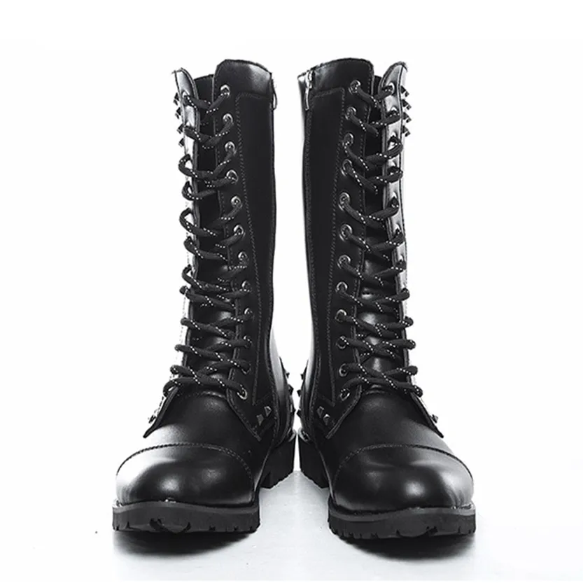 Funki Buys | Boots | Men's Real Leather Rivet Motorcycle Boots