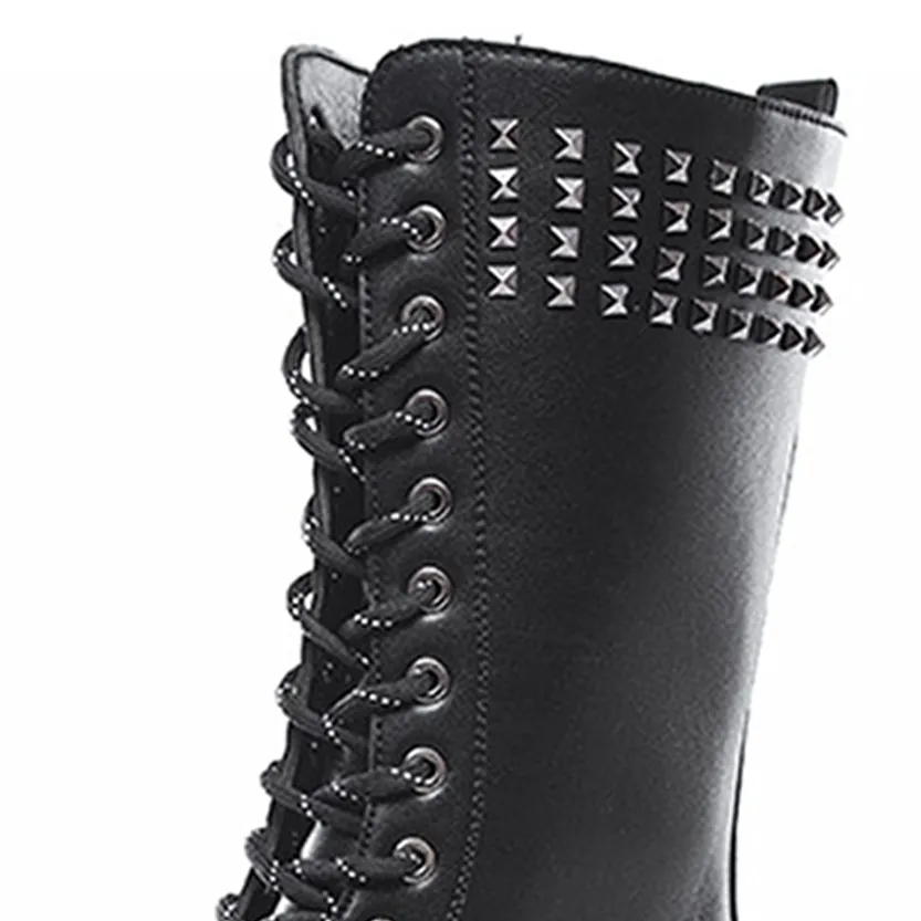 Funki Buys | Boots | Men's Real Leather Rivet Motorcycle Boots