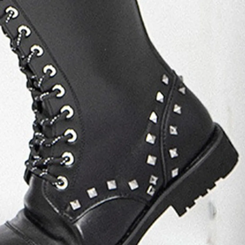 Funki Buys | Boots | Men's Real Leather Rivet Motorcycle Boots