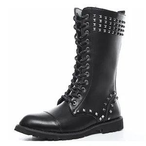 Funki Buys | Boots | Men's Real Leather Rivet Motorcycle Boots