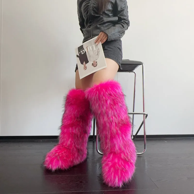Fur high boots knee high snow boots HPSD326