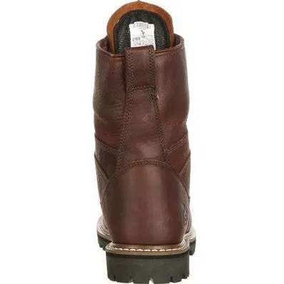 Georgia Men's Logger 8" Steel Toe Waterproof Lace-To-Toe Work Boot- Chocolate- G103
