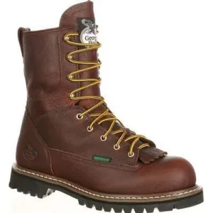 Georgia Men's Logger 8" Steel Toe Waterproof Lace-To-Toe Work Boot- Chocolate- G103