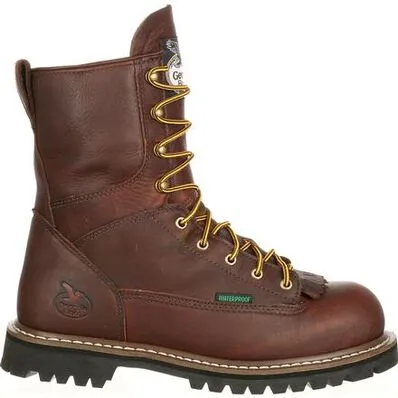Georgia Men's Logger 8" Steel Toe Waterproof Lace-To-Toe Work Boot- Chocolate- G103