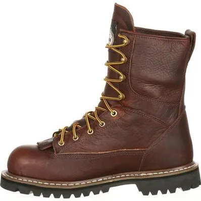 Georgia Men's Logger 8" Steel Toe Waterproof Lace-To-Toe Work Boot- Chocolate- G103