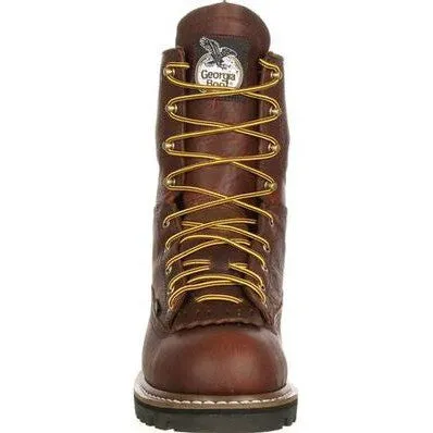 Georgia Men's Logger 8" Steel Toe Waterproof Lace-To-Toe Work Boot- Chocolate- G103