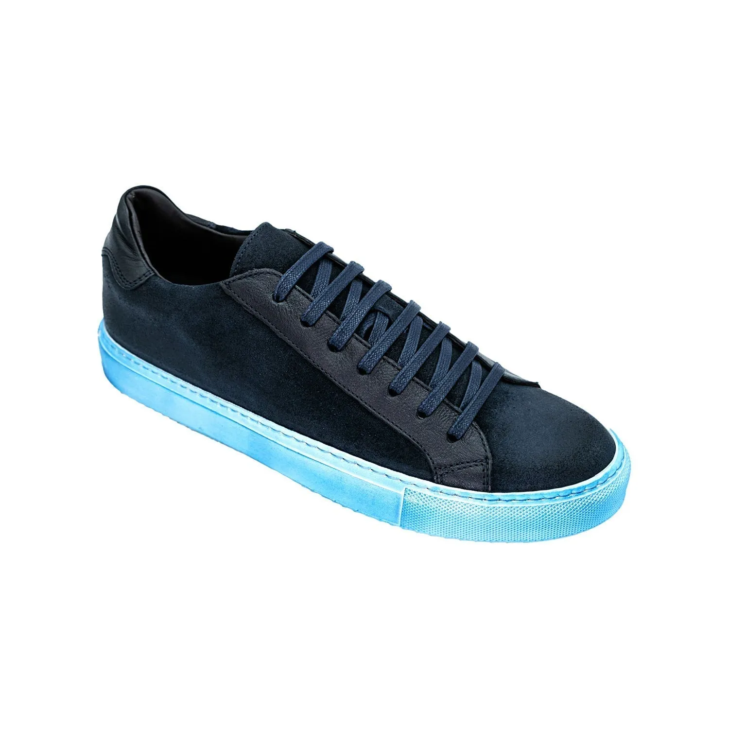 Giovacchini Rino Men's Shoes Antique Blue Suede / Calf-Skin Leather Casual Sneakers (GVCN1000)