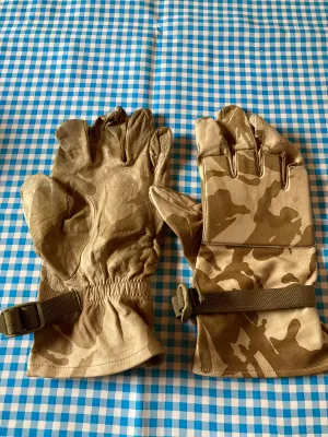 Gloves, British army surplus DESERT camo leather combat gloves (Used)