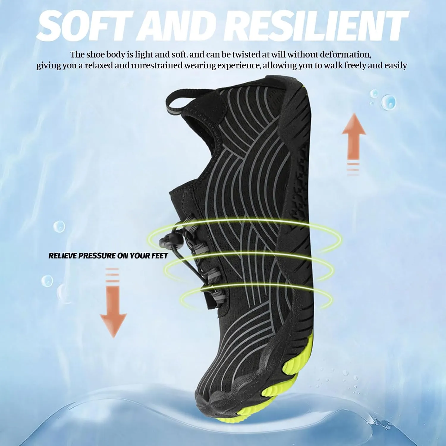 Grounded Footwear for Women Men Wide Toe Box Barefoot Grounding Shoes Quick-Dry Water Swim Surf Outdoor Sports Hike Waterproof Trail Running Non-Slip Comfort Shoe Quick Dry Aqua Pool Beach