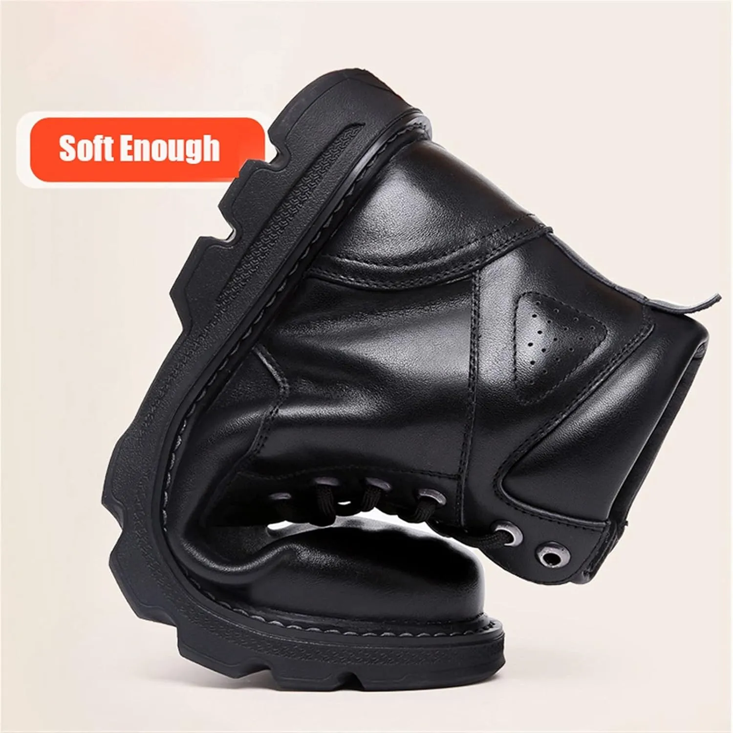 High Rise Hiking Boots, Mens Leather Winter Boots, Stylish and Warm Lace- up Snow Boots, Classic Work Ankle Footwear, Anti Slip Outdoor Ridding Walking Shoes, for Birthday,Father' s Day and Christmas