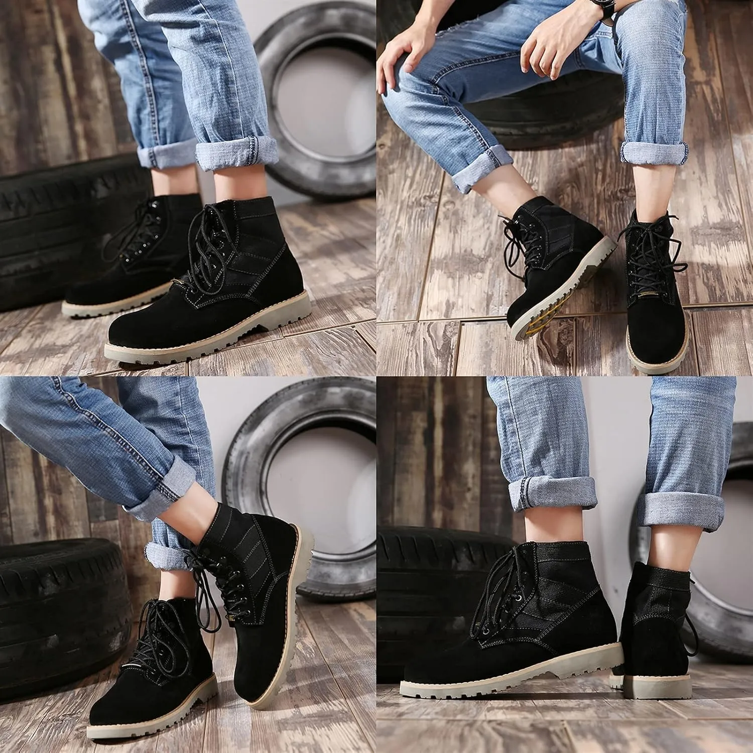 High Rise Hiking Boots, Tactical Combat Boots, Men Waterproof Breathable Desert Walking Short Boots, Unisex Work Shoes Lightweight Hiking Shose