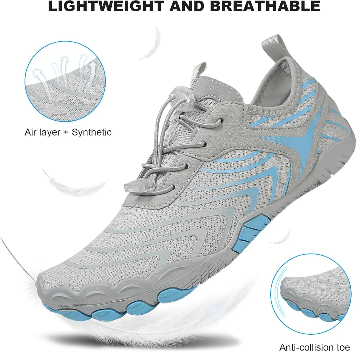 Hike Barefoot Shoes Womens Mens Pro Water Wide Toe Box Non-Slip Breathable Footwear Healthy Unisex Athletic Hiking Neuropathy Grounded Comfort Wear Quick Drying Swim Beach Aqua Sport Diving