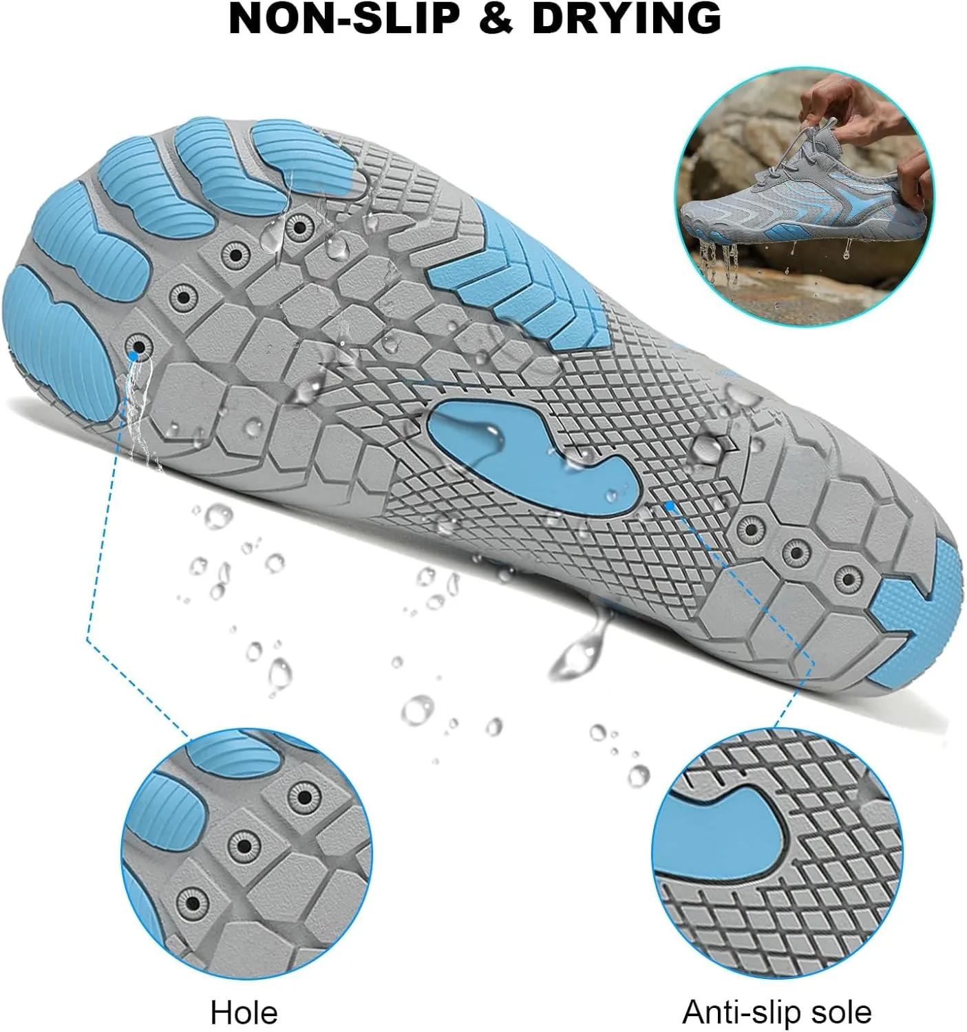 Hike Barefoot Shoes Womens Mens Pro Water Wide Toe Box Non-Slip Breathable Footwear Healthy Unisex Athletic Hiking Neuropathy Grounded Comfort Wear Quick Drying Swim Beach Aqua Sport Diving