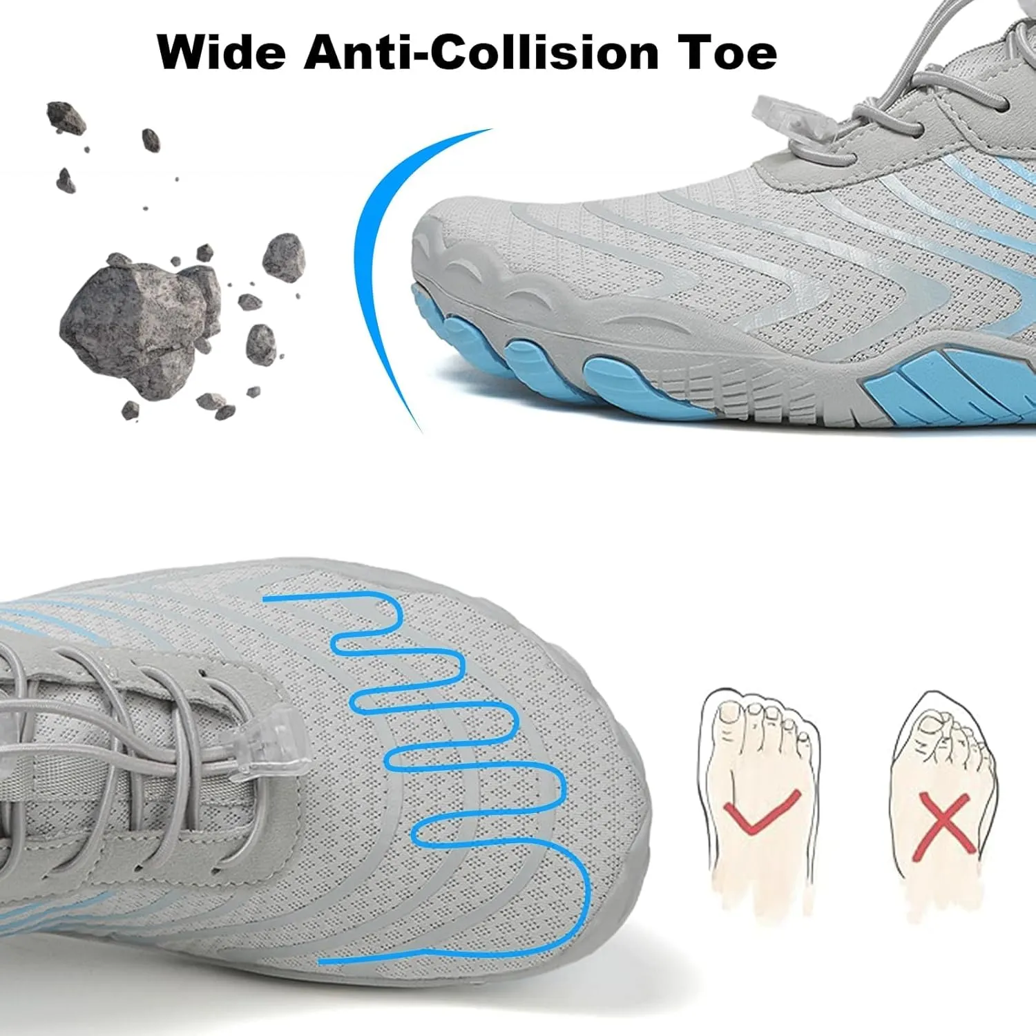 Hike Barefoot Shoes Womens Mens Pro Water Wide Toe Box Non-Slip Breathable Footwear Healthy Unisex Athletic Hiking Neuropathy Grounded Comfort Wear Quick Drying Swim Beach Aqua Sport Diving
