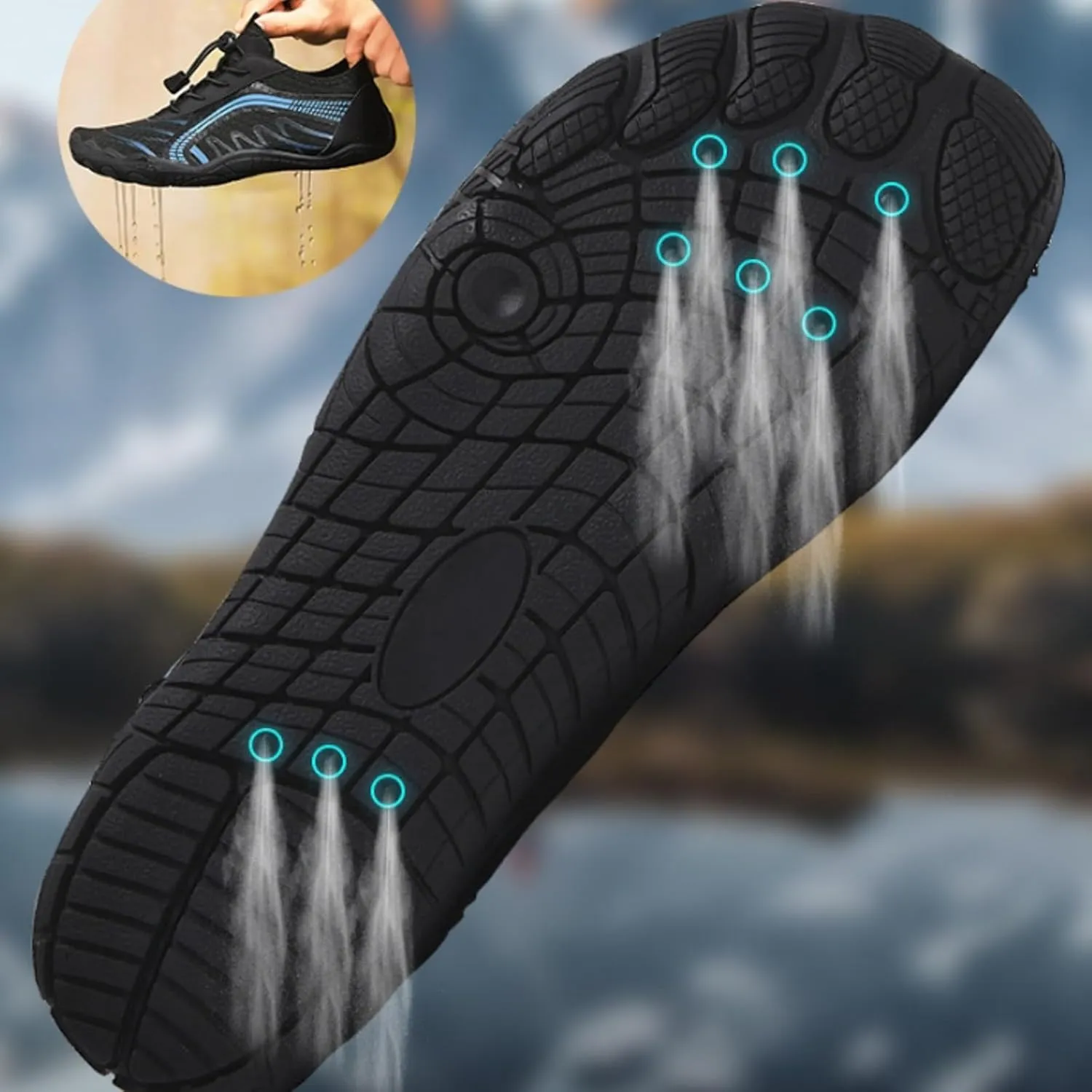 Hiking Water Shoes for Women Men Barefoot Shoes Women Walking Quick-Dry Aqua Sock Breathable Wide Toe Non-Slip Hiking Shoe Lightweight Sport Beach Footwear for Swim Pool Kayaking Diving Surfing