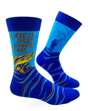 I Jerk It Every Chance I Get Men's Novelty Crew Socks - Wholesale