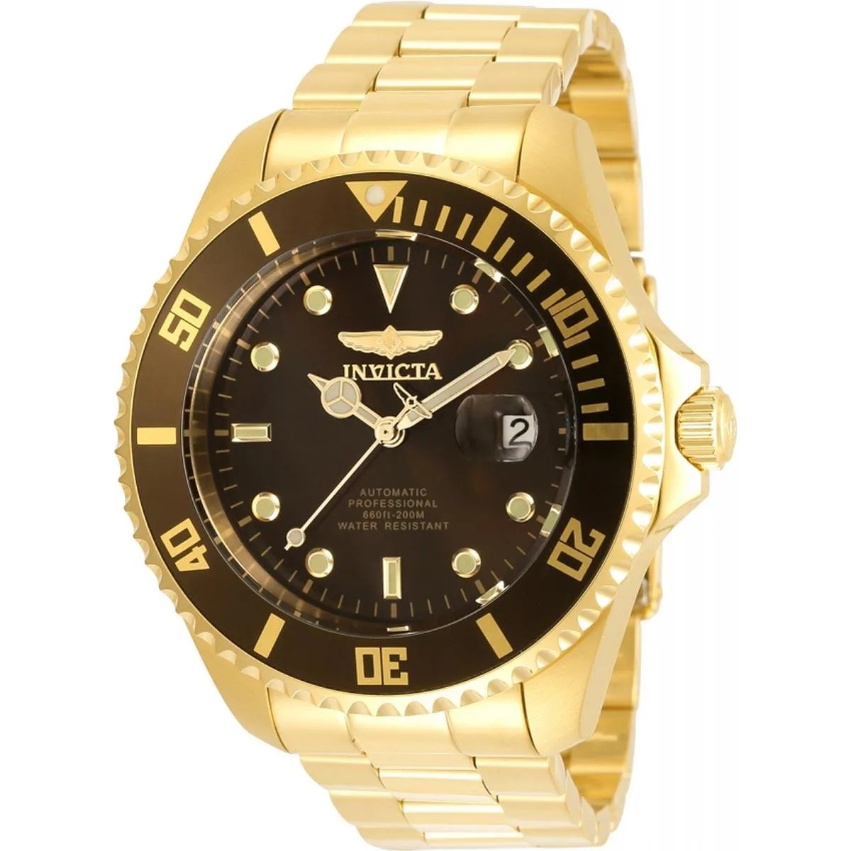 Invicta Men's Automatic Watch - Pro Diver Desert Sand Dial Yellow Gold Steel | 35725
