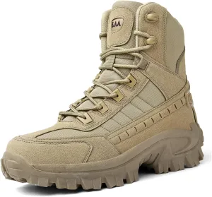 JiuQing Mens Military Boots Tactical Boots Ankle High Combat Boots Side Zip Outdoor Work Backpacking Desert Boots