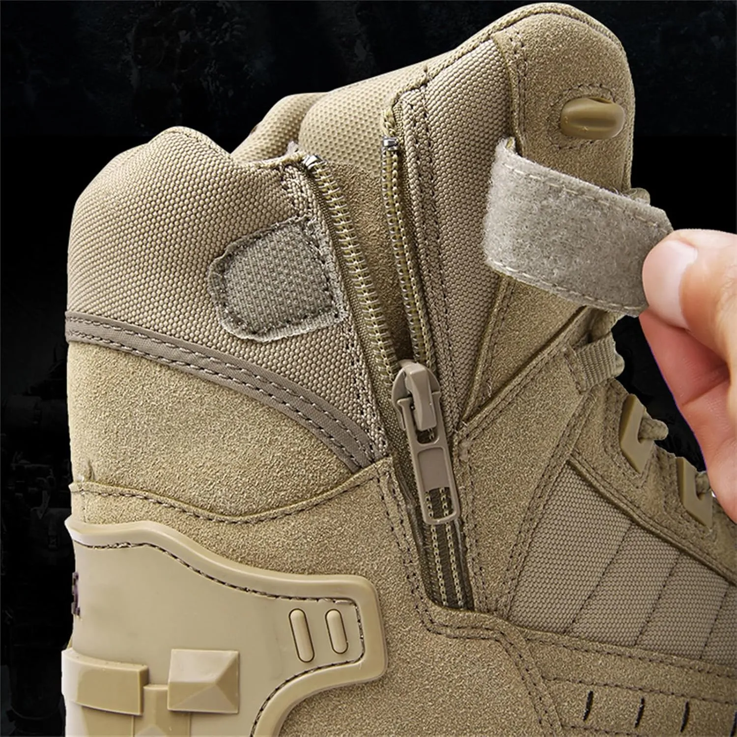 JiuQing Mens Military Boots Tactical Boots Ankle High Combat Boots Side Zip Outdoor Work Backpacking Desert Boots