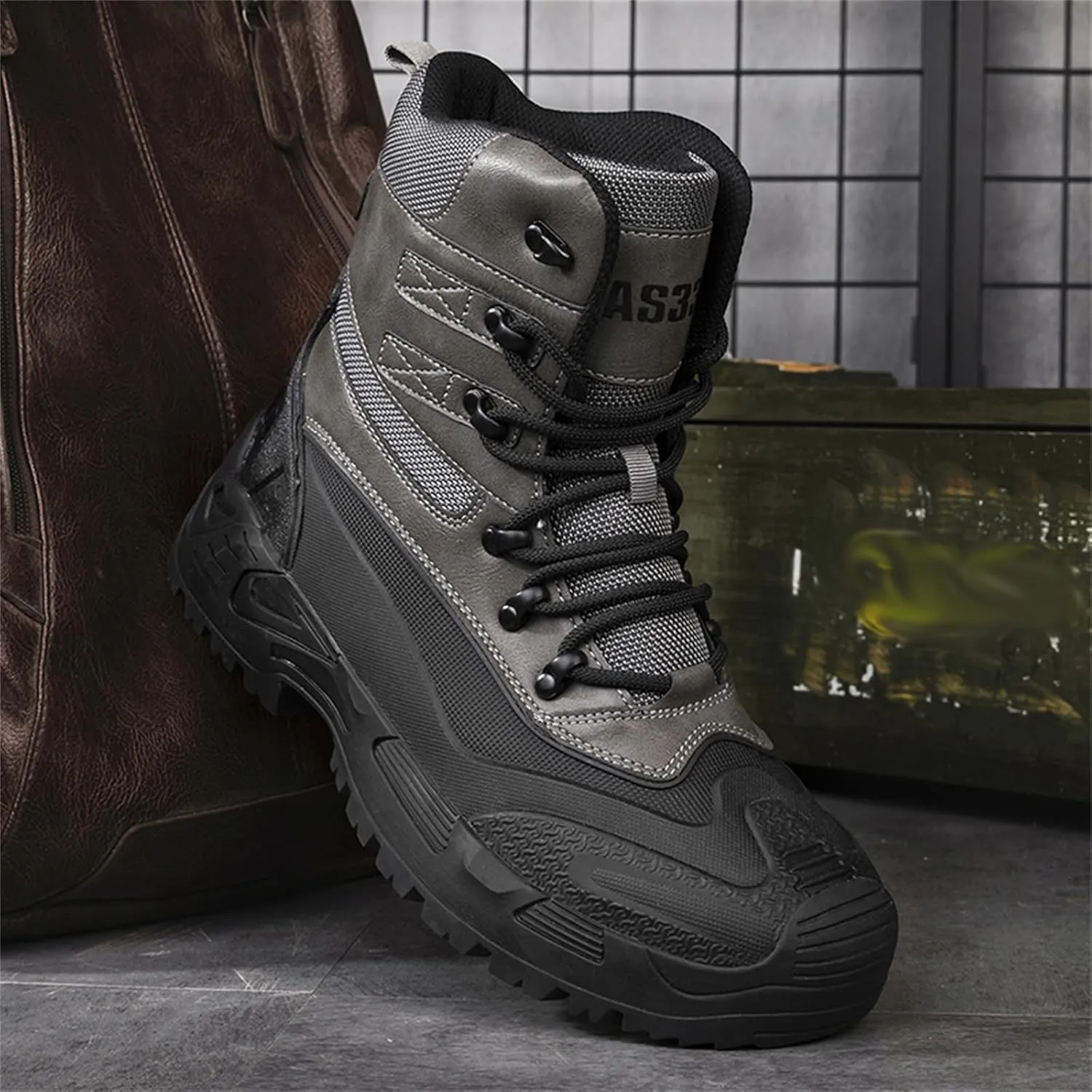 JiuQing Men's Waterproof Tactical Military Boots Anti Slip Platform Combat Boots Outdoor Hiking Work Boots