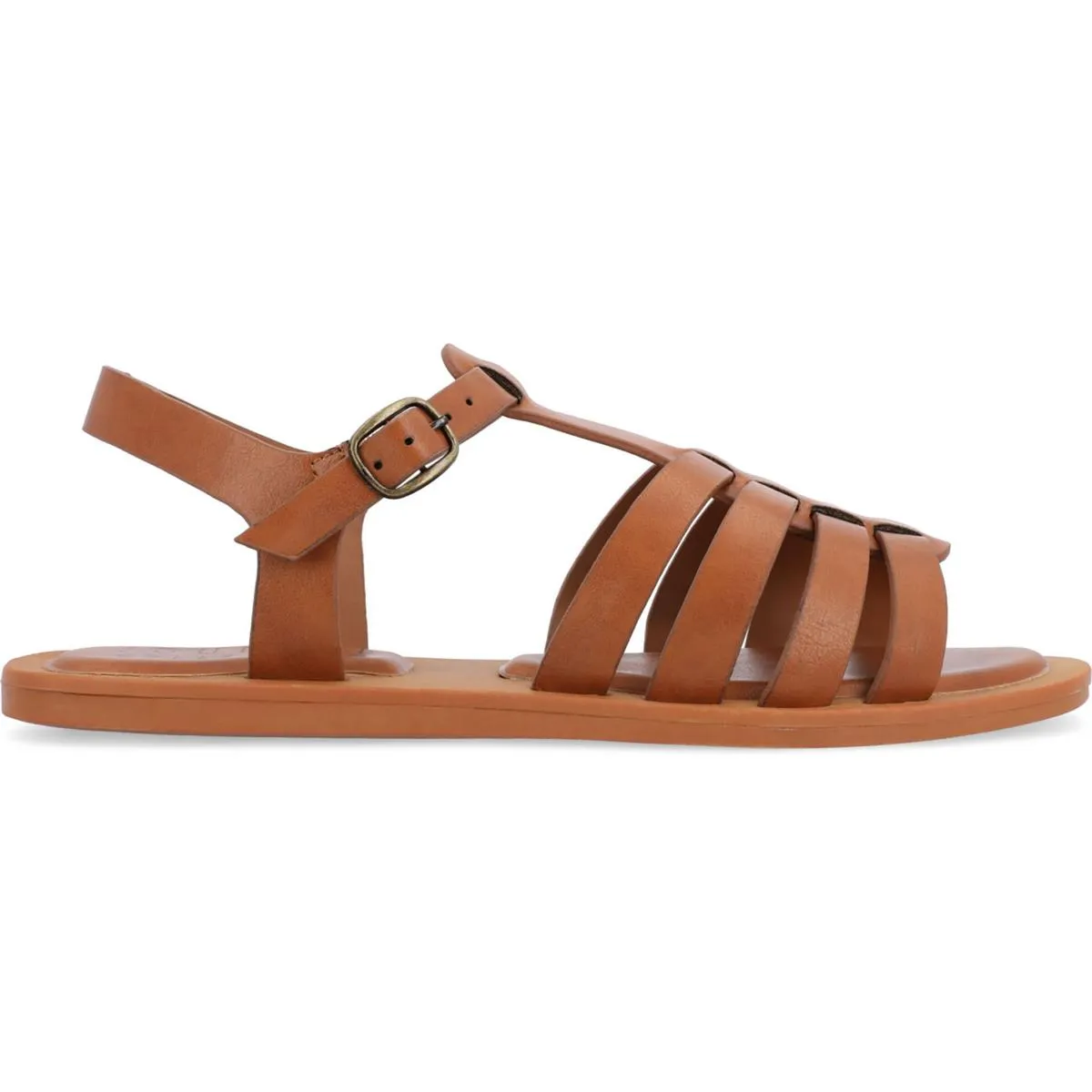 Journee Collection Womens Benicia Faux Leather Strappy Fisherman Sandals