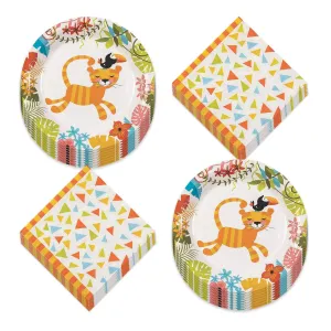 Jungle Baby Safari Paper Dessert Plates and Beverage Napkins (Serves 16)