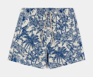 Jungle Woven Jacquard Mens Shorts (Blue/Tan)